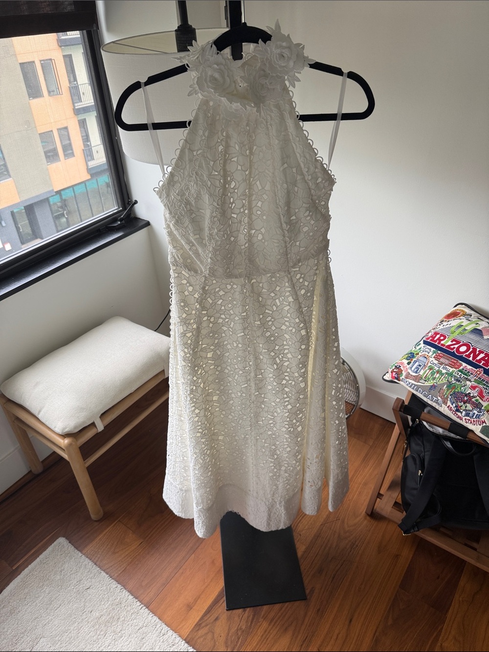 Rebecca Vallance Nuvola Halter Midi Dress White Lace - US 4 - Picture 6 of 11